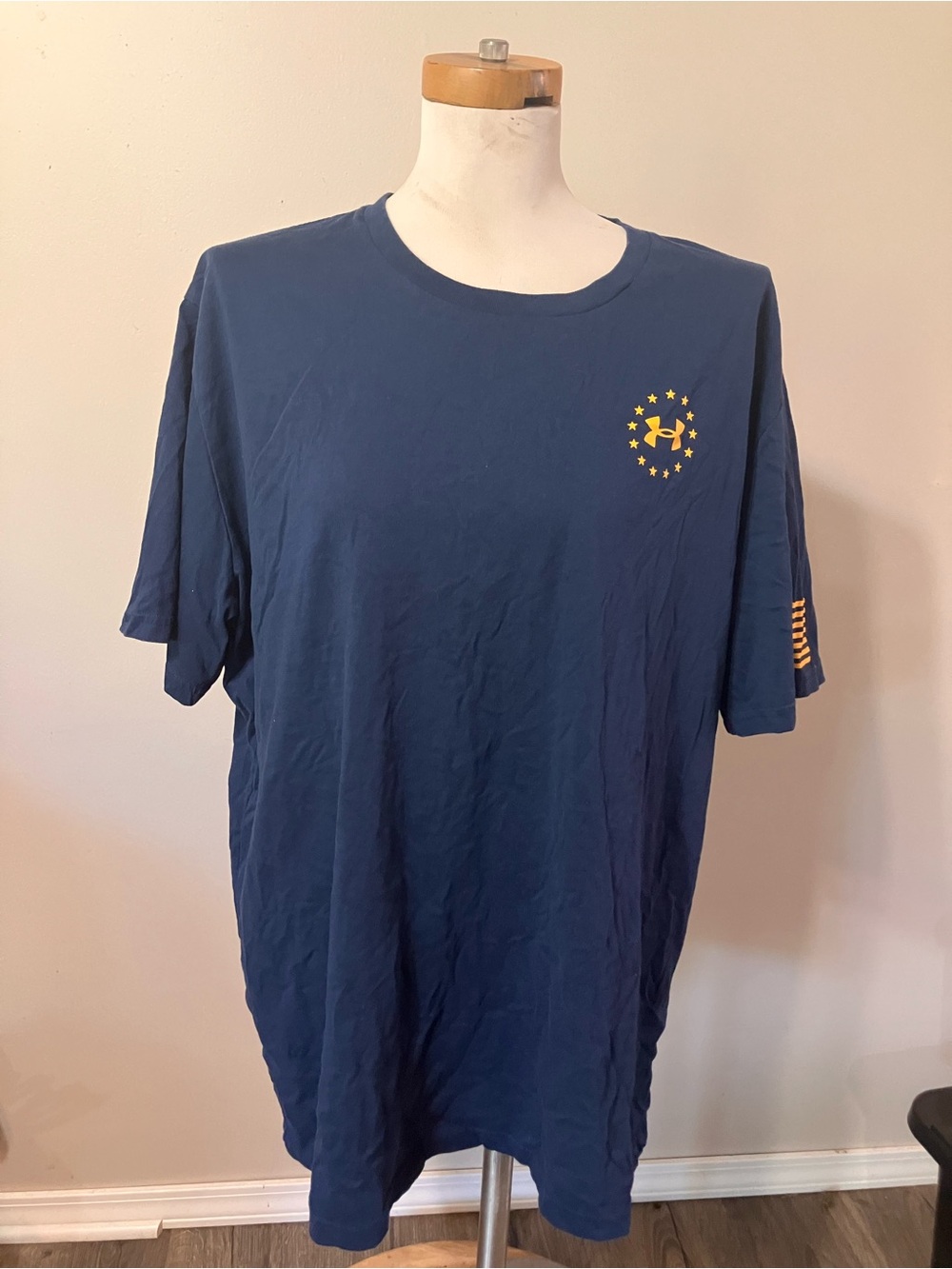 Under Armour Navy Short-Sleeve Logo Tee with Yellow Accents